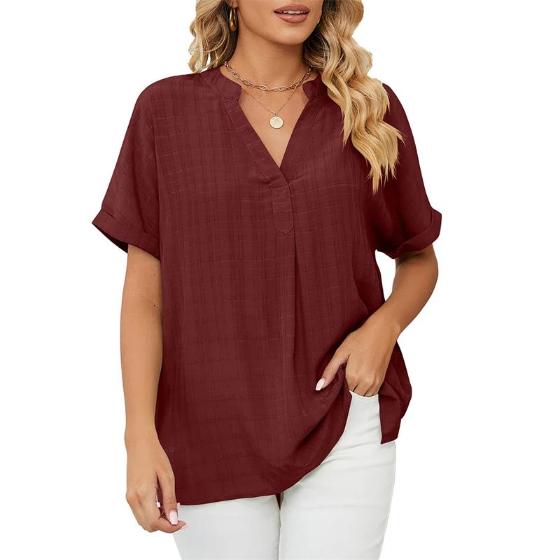 Heidi-Mode | Klassische V-Ausschnitt Kurzarm Bluse