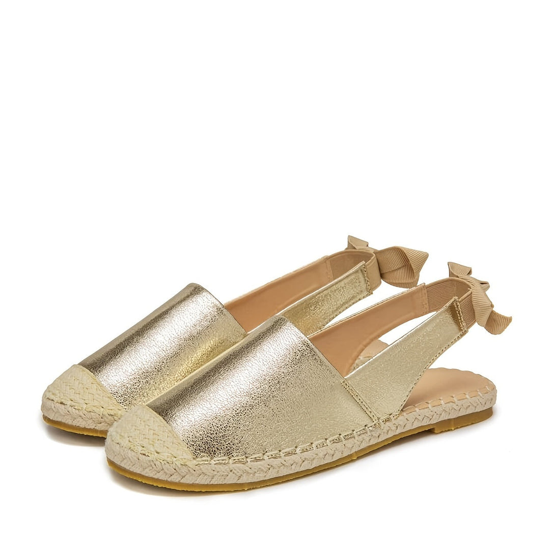 Heidi-Mode | Goldfarbene Espadrilles mit Elastischem Slingback