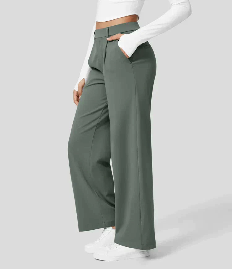 Heidi-Mode | Damen Stretch Hoch Taille Gerade Bein Hose