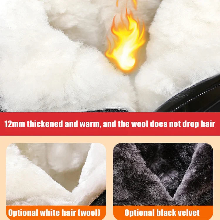 Heidi-Mode | Damen Echtes Leder Metall Schnalle Samt Stiefel