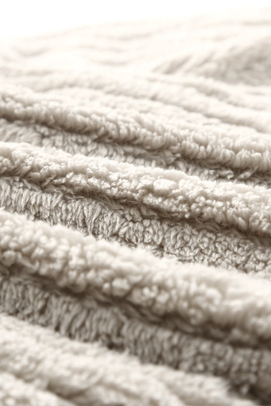 Unifarbene Plüsch Fleece Jacke Mit Knopfleiste