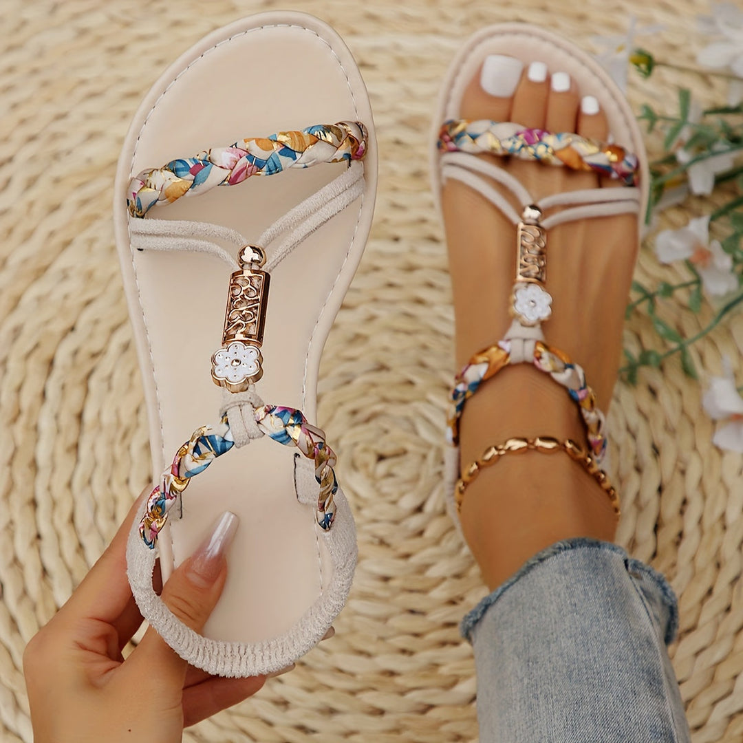 Heidi-Mode | Geflochtene Elastische Träger, Leichte Rutschfeste Ferienschuhe