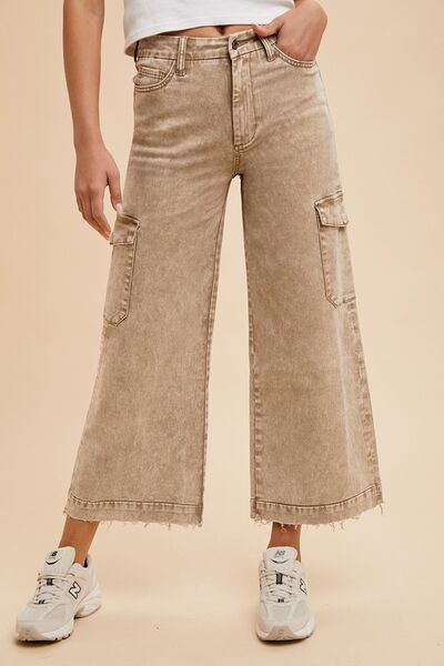 Heidi-Mode | Annie Wear Raw Hem Weite Beinform Jeans mit Cargo-Taschen