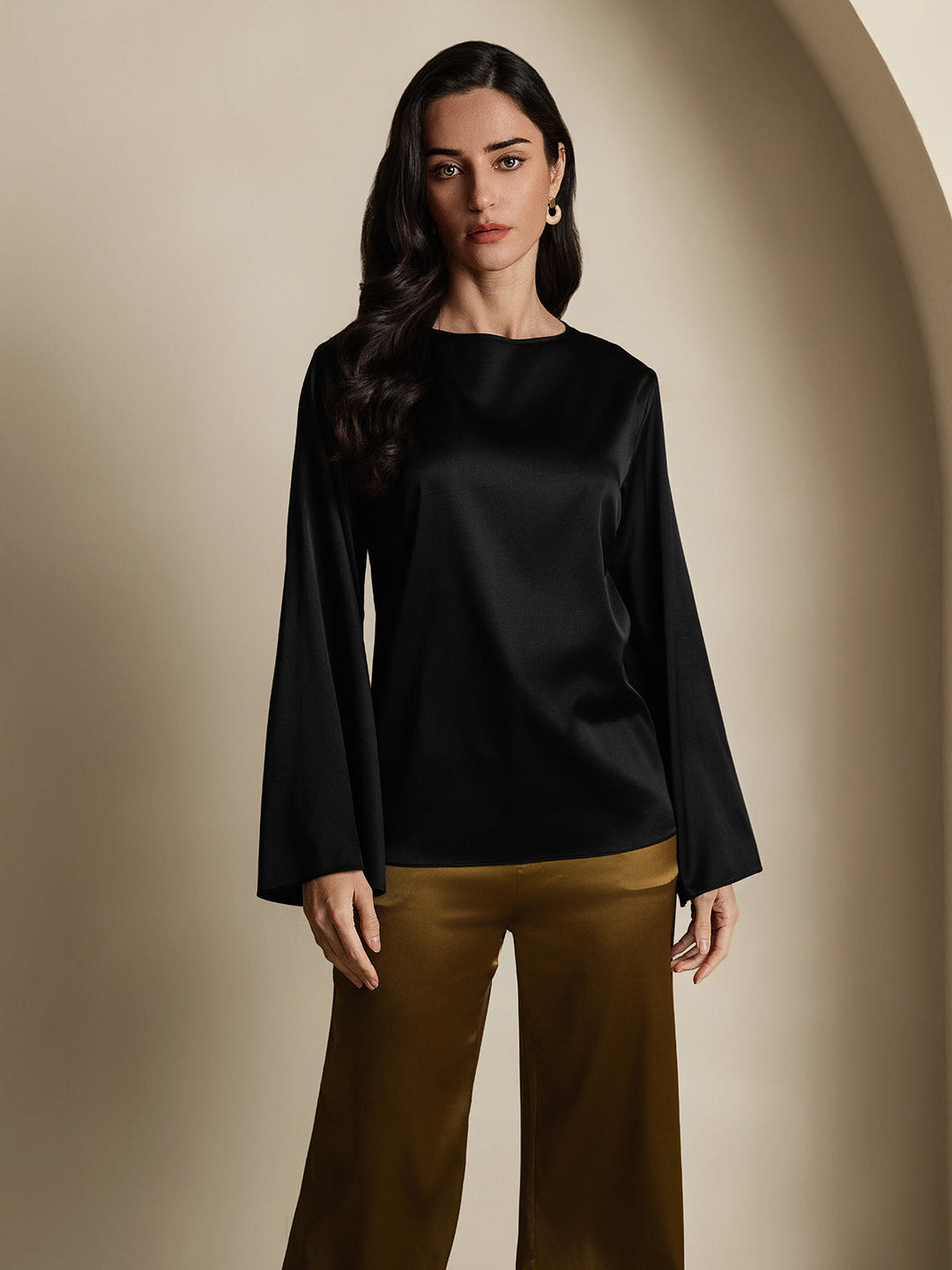 Heidi-Mode | Seiden Langarm Bluse