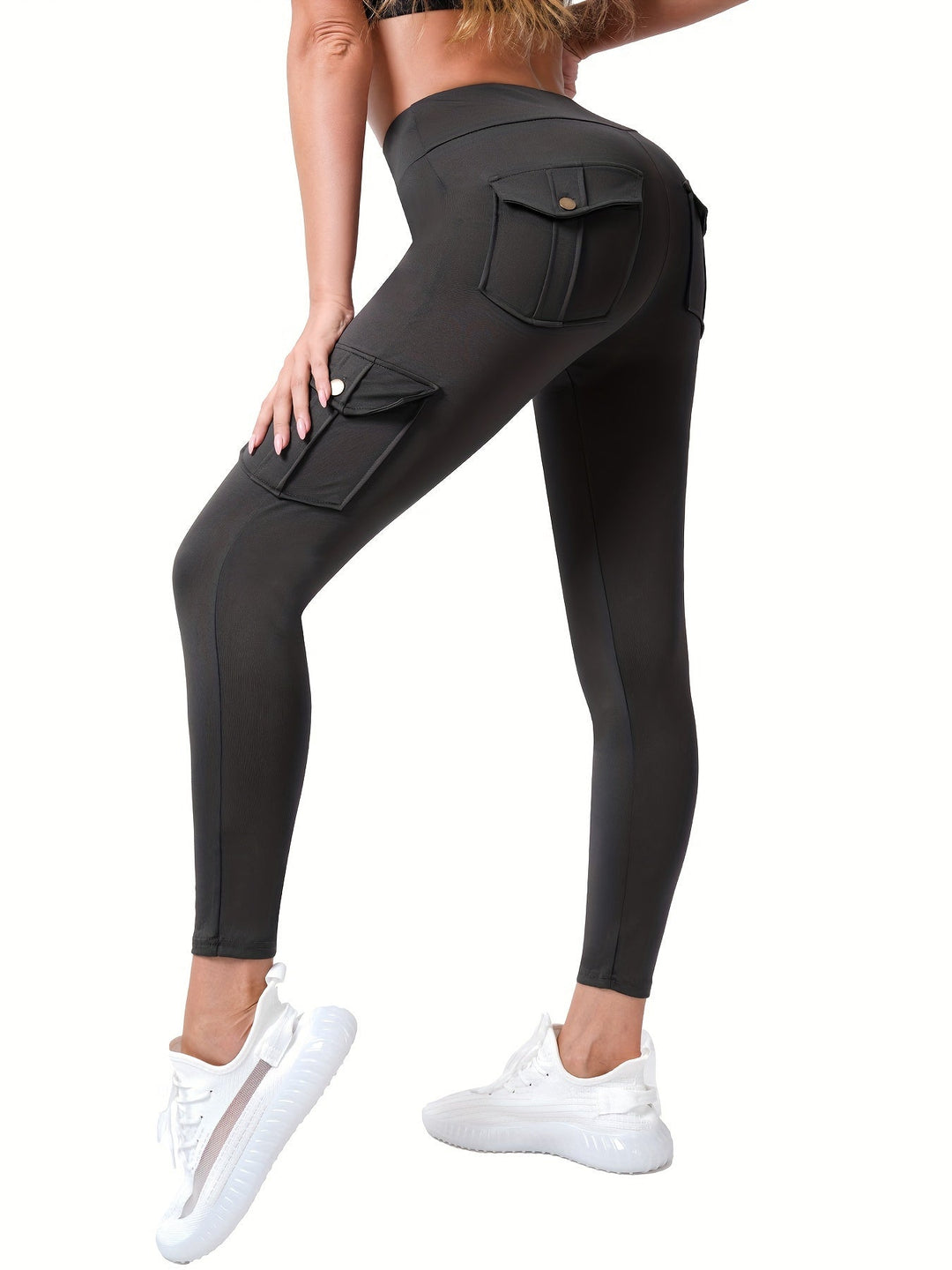 Heidi-Mode | Modische Stretch Yoga Legging mit Hoher Taille und Mehreren Taschen