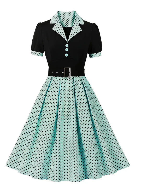 Heidi-Mode - Stilvolle Herbst Vintage Kleid mit Polka Dots für Frauen