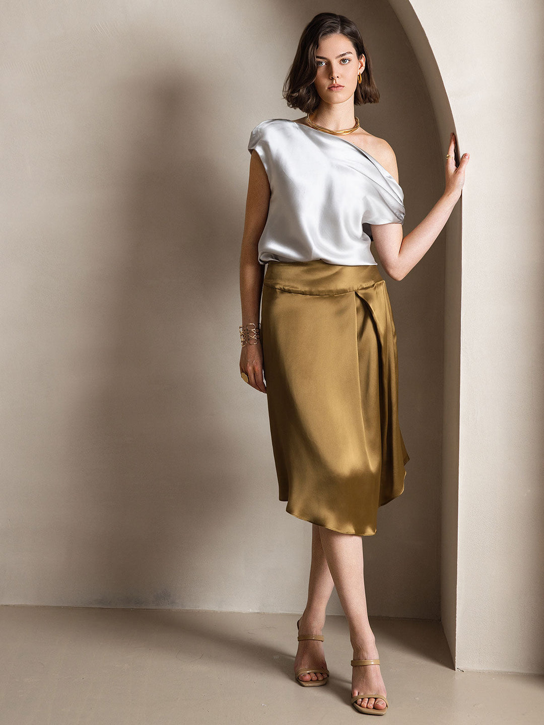 Heidi-Mode | Seiden Chic Ein Schulter Bluse