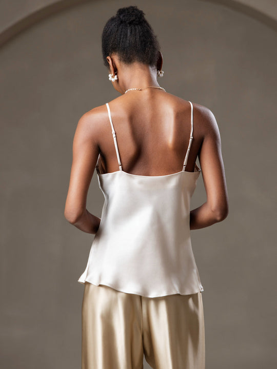 Heidi-Mode | V-Ausschnitt Reine Seide Spaghettiträger Camisole Top