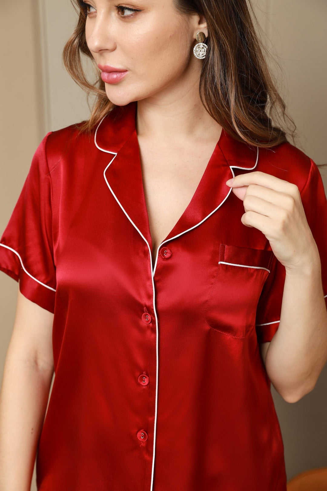 Heidi-Mode | 100% Seide Pyjamas Kurzes Pyjamas Set 2 Stk