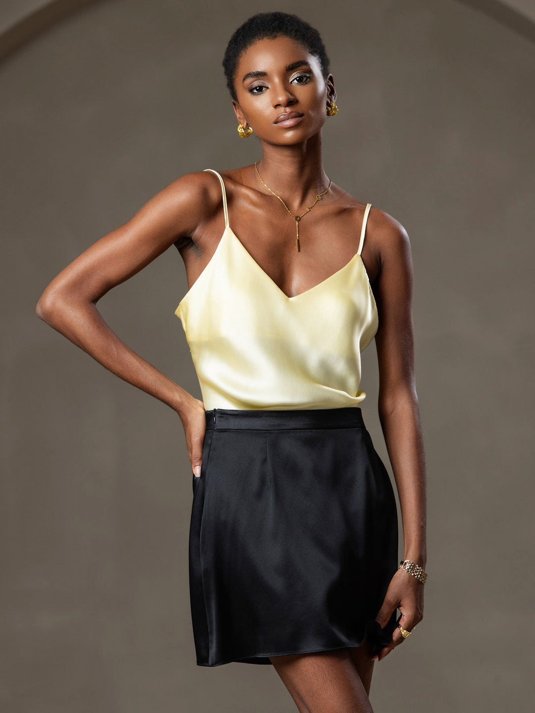 Heidi-Mode | V-Ausschnitt Reine Seide Spaghettiträger Camisole Top