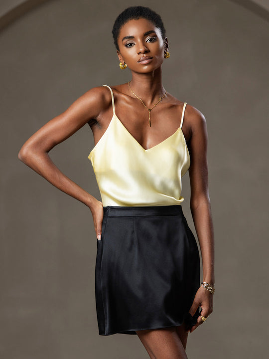Heidi-Mode | V-Ausschnitt Reine Seide Spaghettiträger Camisole Top