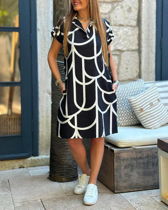 Elegante Midi-Dress mit kurzen Ärmeln