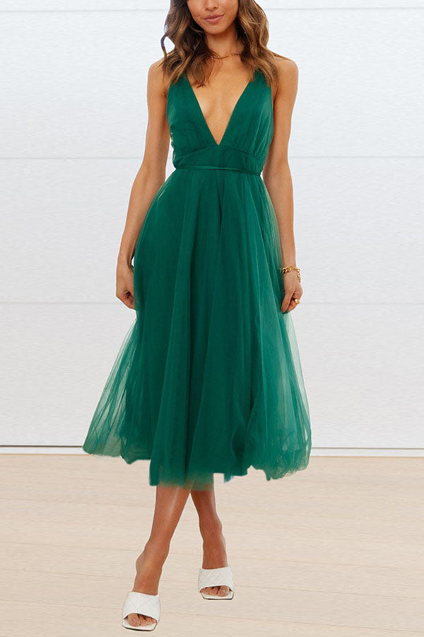Heidi-Mode | Midi Kleid aus Tüll mit V-Ausschnitt Feeling Romantic