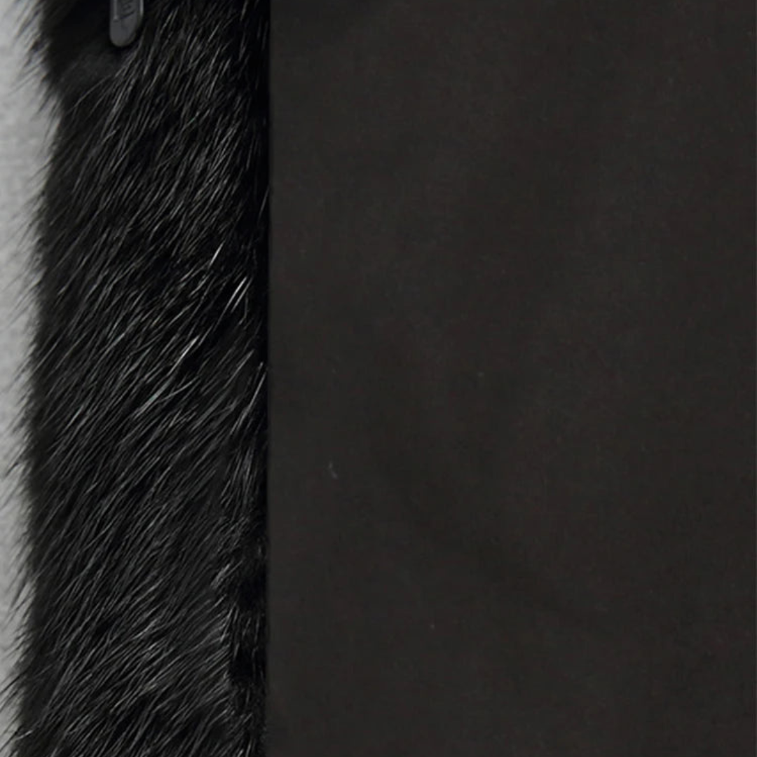 Heidi-Mode | Damen Schwarzer Kunstfell Kapuzen Wintermantel mit Langen Ärmeln