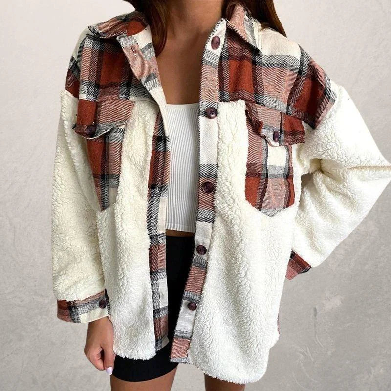 Heidi-Mode | Plaid Sherpa Jacke