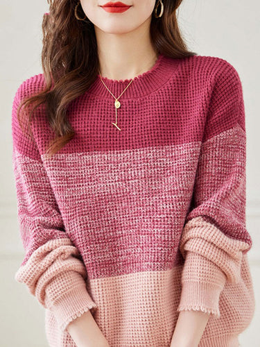Heidi-Mode | Pullover Lose Rundhals Ombre Gestrickt