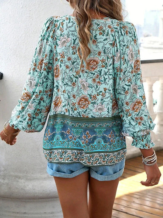 Heidi-Mode | Blumenbluse Mit Langen Ärmeln Für Damen