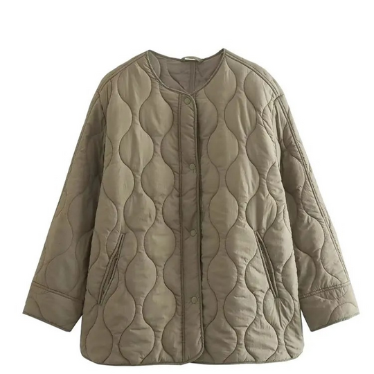 Heidi-Mode | Bequemes Rundhals gepolstertes Jacket mit Knöpfen Ideal für Herbst/Winter