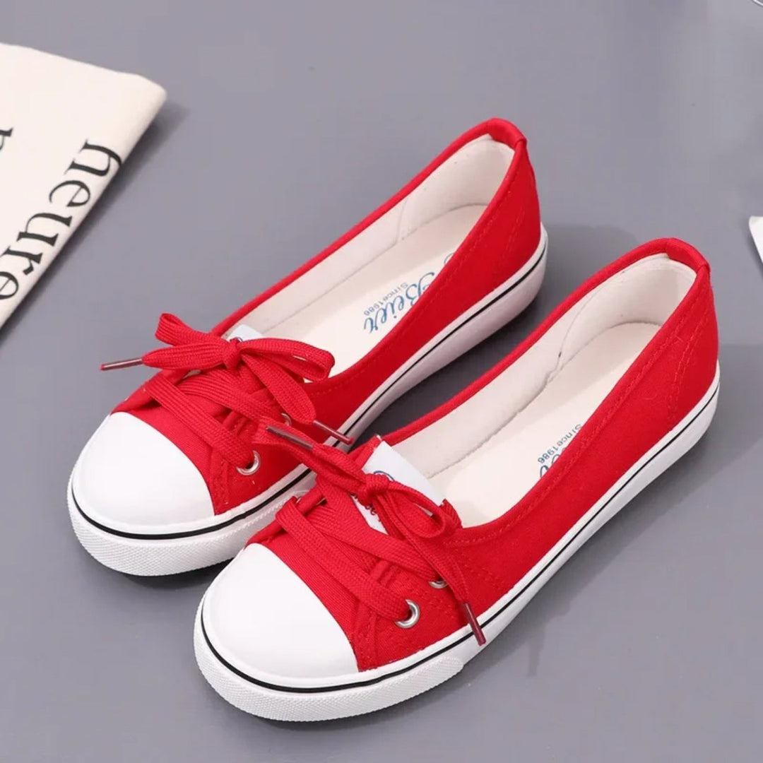 Heidi-Mode | Rote Farbe Schleife Schnürsenkel Canvas Schuhe