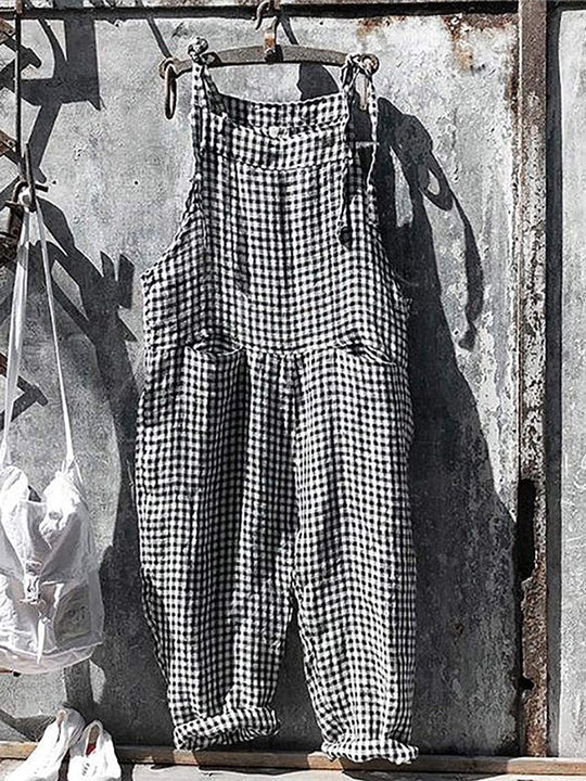 Heidi-Mode | Jahrgang Baggy Jumpsuit mit Gestreiftem Stil und Taschen