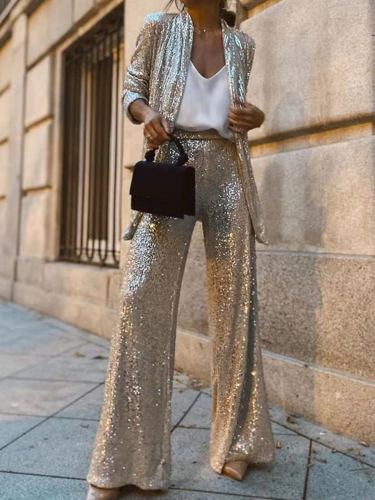 Heidi-Mode | Trendiges Design High-Waist-Paillettenanzug
