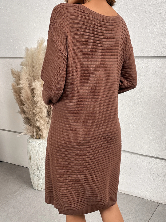 Heidi-Mode - Lässig und Schick Herbst Strickkleid mit Langen Ärmeln für Frauen