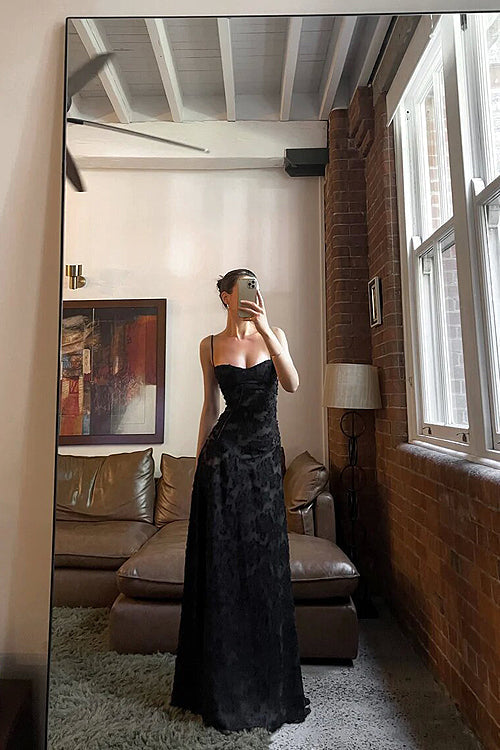 Heidi-Mode | Gift Of Love Blumen Tie Back Maxi Kleid Schwarz