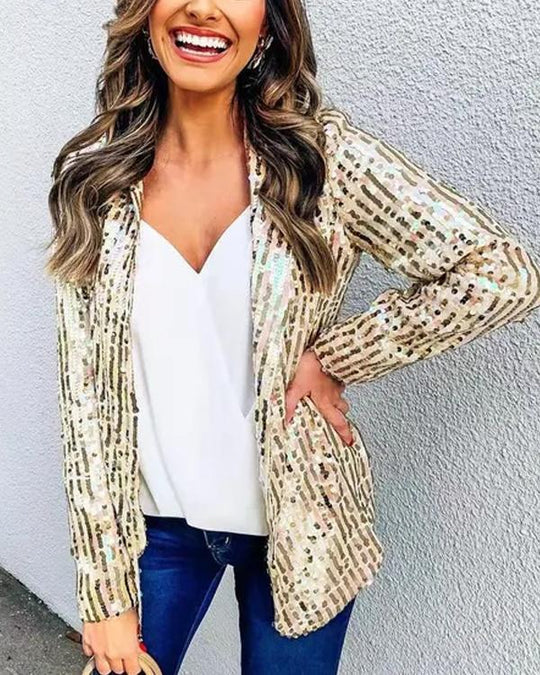 Heidi-Mode | Glänzender Pailletten Blazer Festkleid