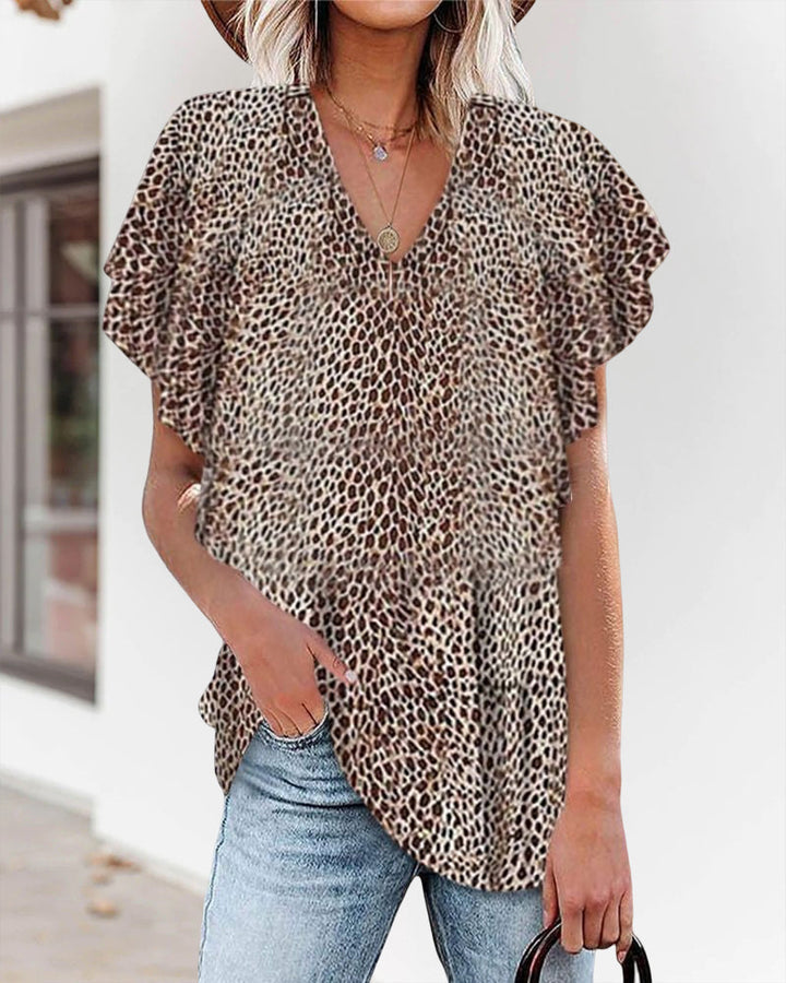 Stylisches Leoparden-Top mit V-Ausschnitt