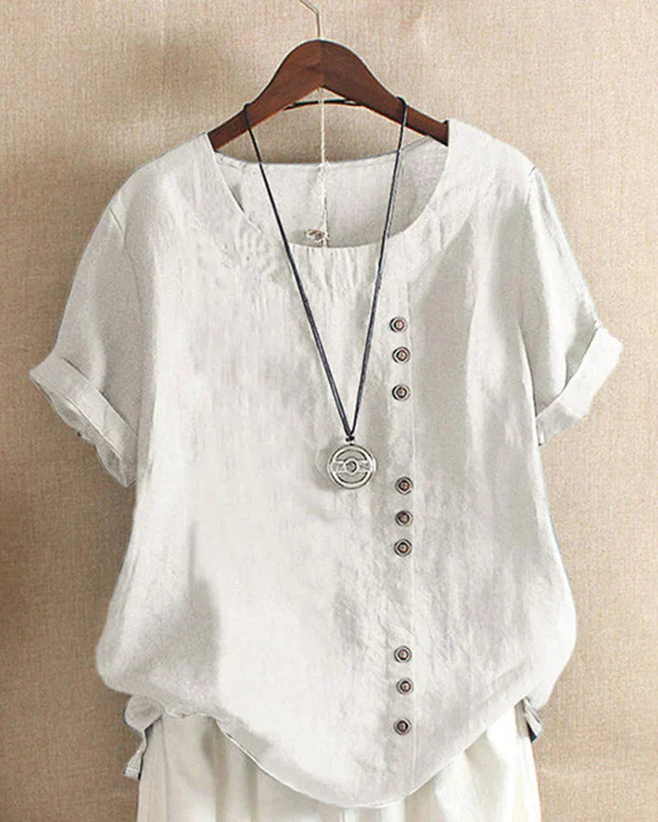 Heidi-Mode | Stilvolle Bluse mit Rundhalsausschnitt und Knöpfen