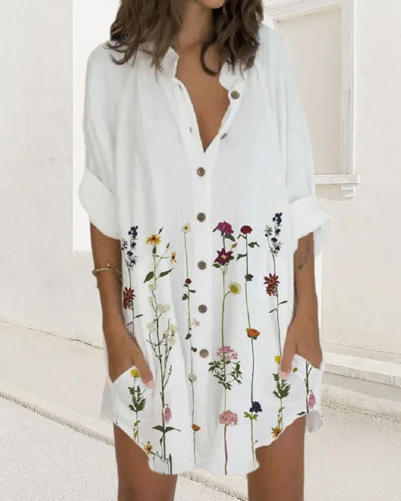 Heidi-Mode | Kleid mit Knopfleiste, Langen Ärmeln und Tasche