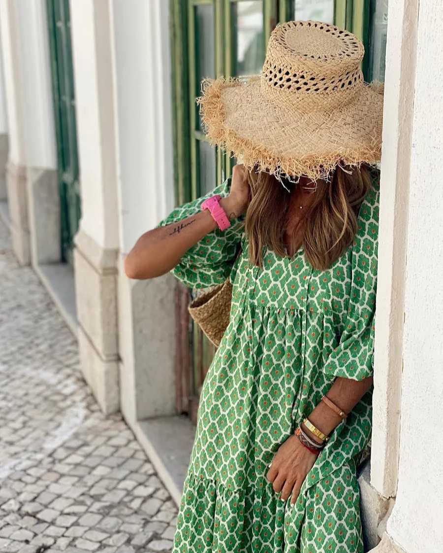 Heidi-Mode | Boheme Baumwolle Maxikleid