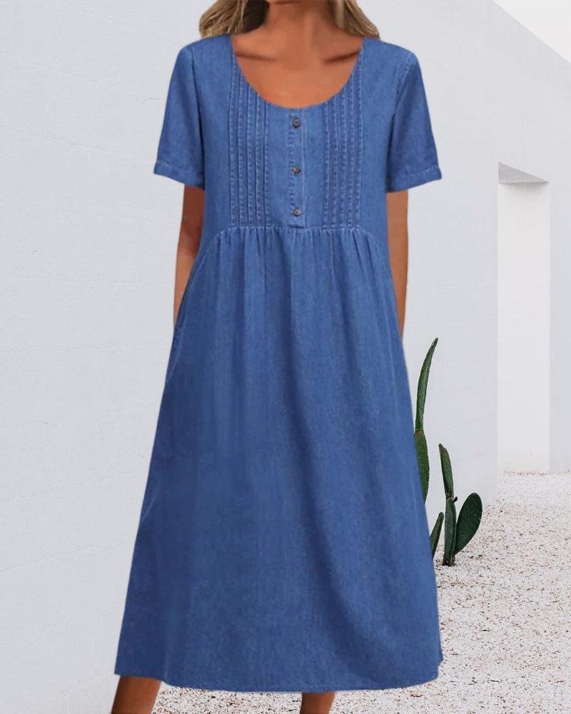 Heidi-Mode | Midikleid Lässig Denim Blau