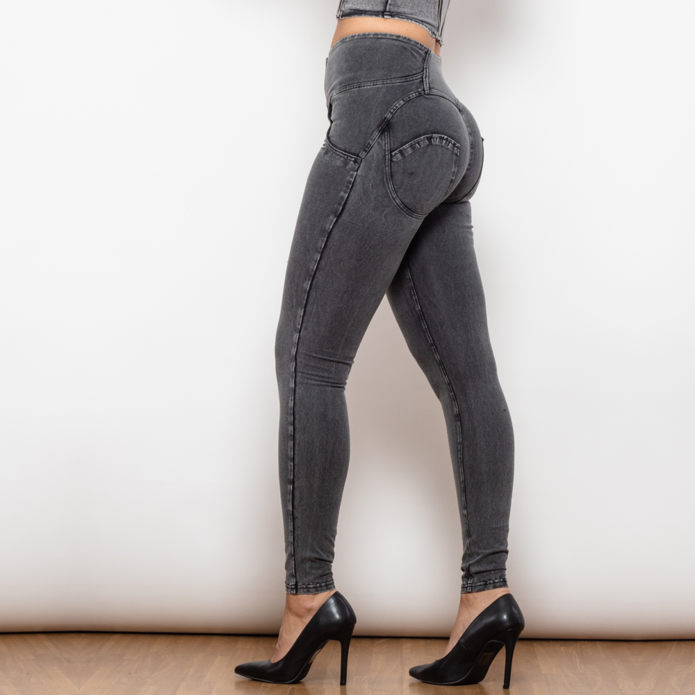 Heidi-Mode | Graue Enge Jeans mit Hoher Taille