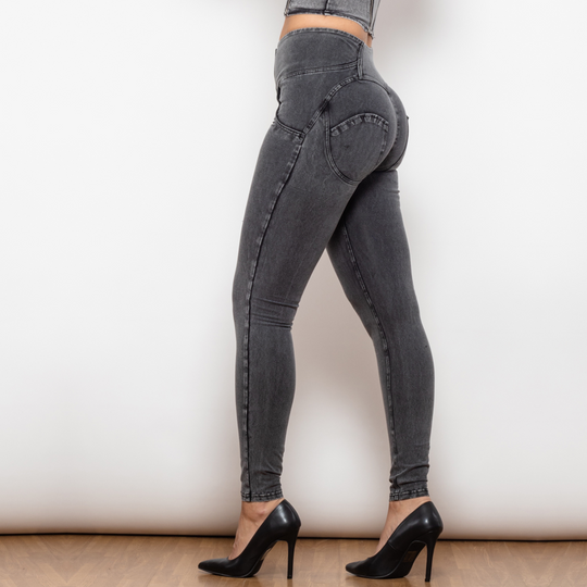 Heidi-Mode | Graue Enge Jeans mit Hoher Taille