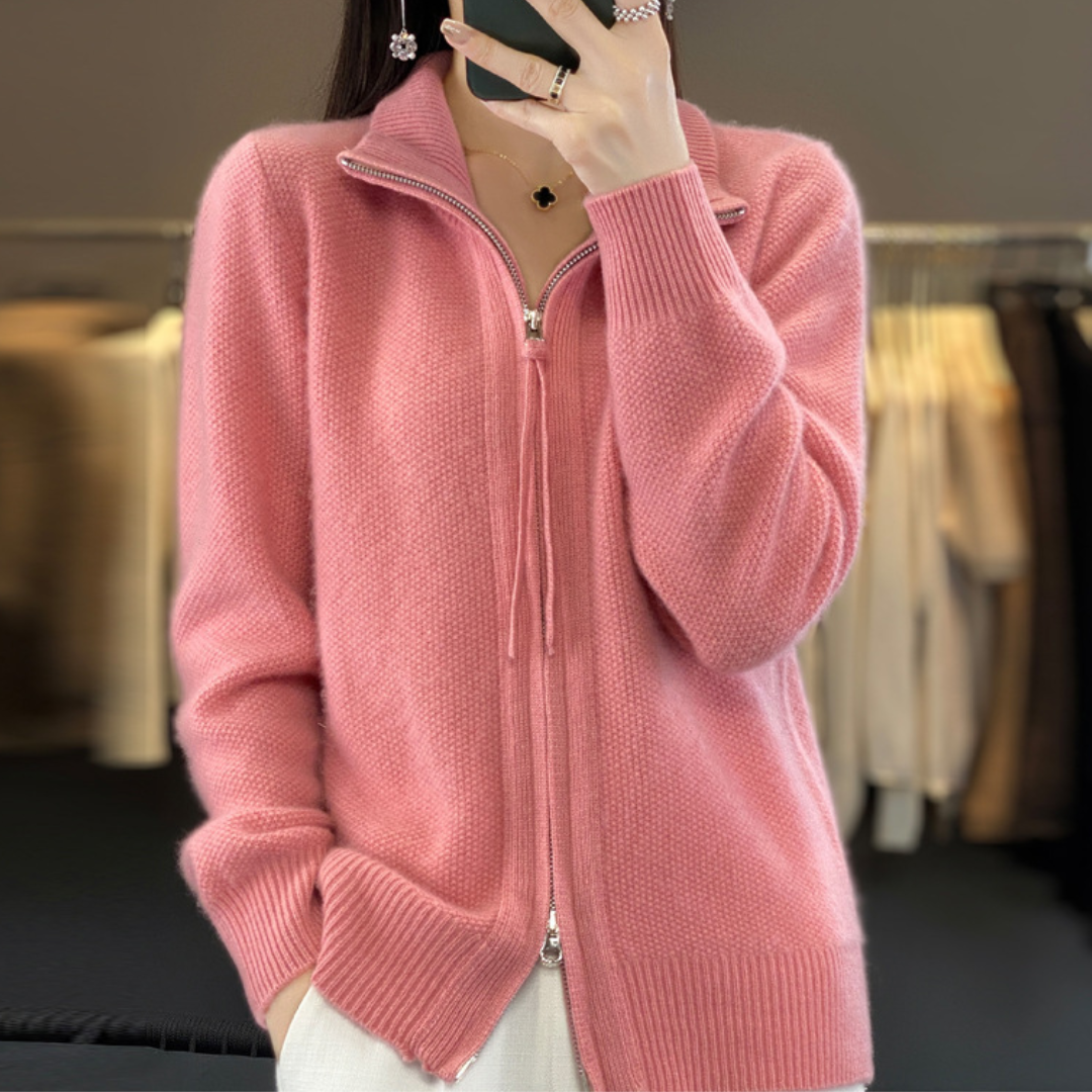 Heidi-Mode | Strickjacke aus Wolle und Kaschmir mit Reißverschluss