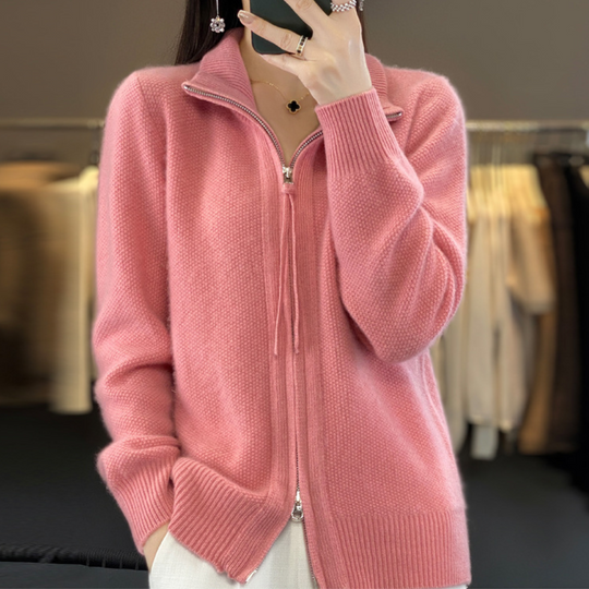 Heidi-Mode | Strickjacke aus Wolle und Kaschmir mit Reißverschluss