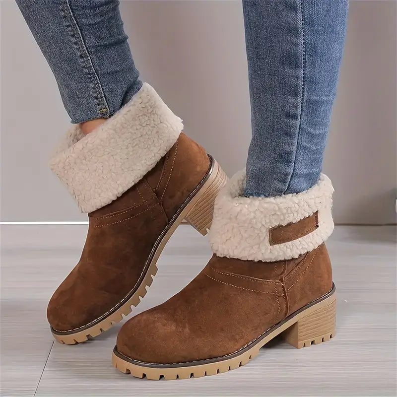 Heidi-Mode |  PLUSH-LINIERTE WINTER-PLATTFORM-ANKELESTIEFEL