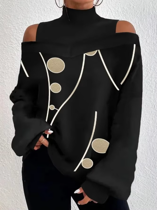 Heidi-Mode | Off-Shoulder-Bluse mit Rollkragen für Damen