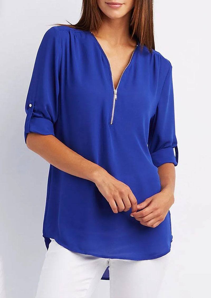 Heidi-Mode | Elegante V-ausschnitt Bluse für Damen