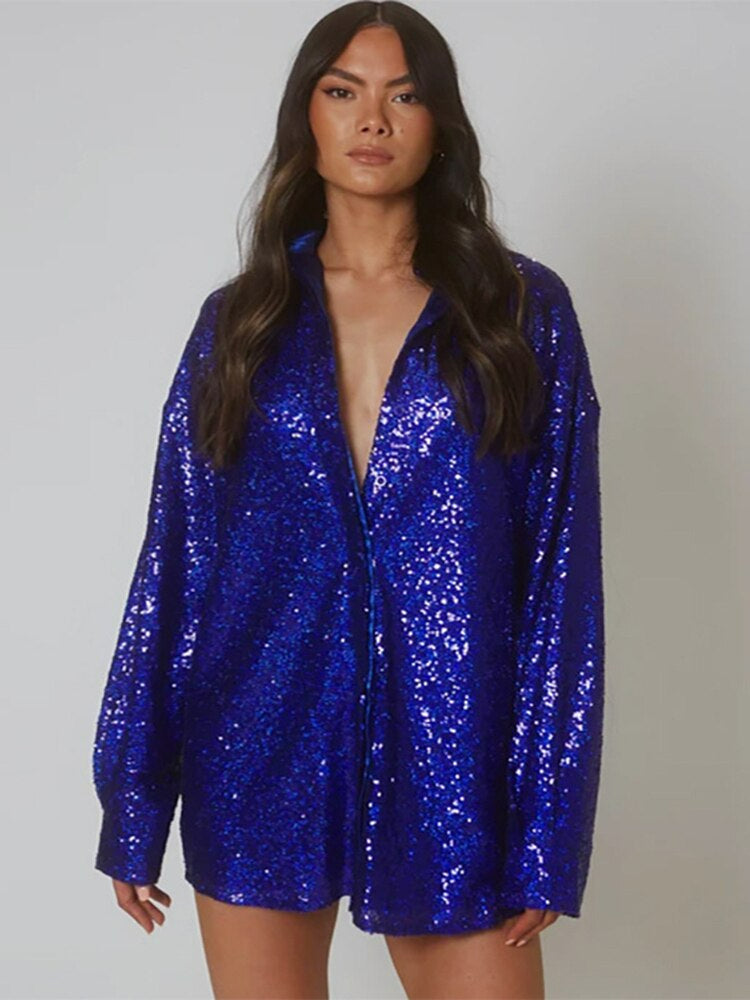 Heidi-Mode | Trendy Oversized Bluse Mit Glitzer Für Stilvolle Damen