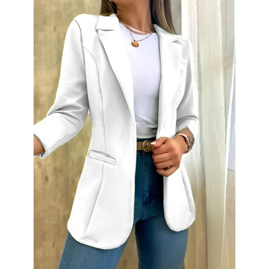 Heidi-Mode | Langer Damen Blazer mit Slim Fit und Aufgerollten Ärmeln