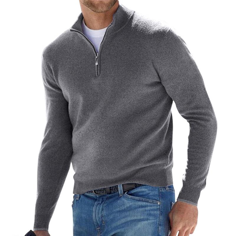 Klassischer Herren-Pullover mit Reißverschlusskragen