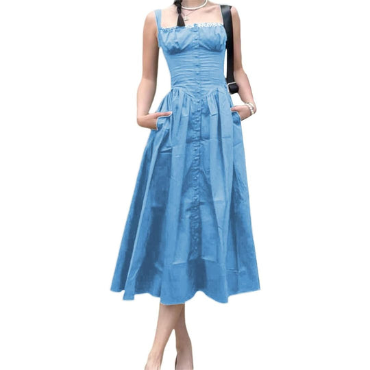 Midi-Sommerkleid mit Knopfverschluss