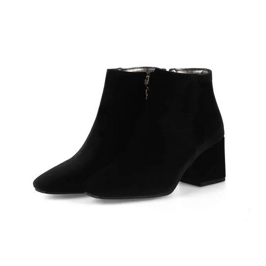 Heidi-Mode | Elegante Stiefeletten mit Quadratzehen und Hohem Absatz Damen Stiefeletten