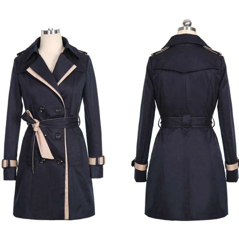 Heidi-Mode | Eleganter Trenchcoat Damen Doppelreiher, Tailliert, Mittellang
