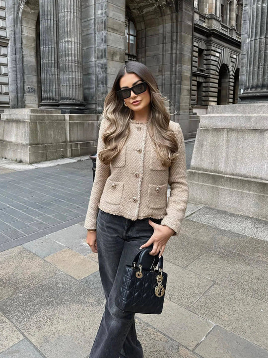 Heidi-Mode | Zeitlose Eleganz Sommer Strickjacke Damen mit Goldknöpfen