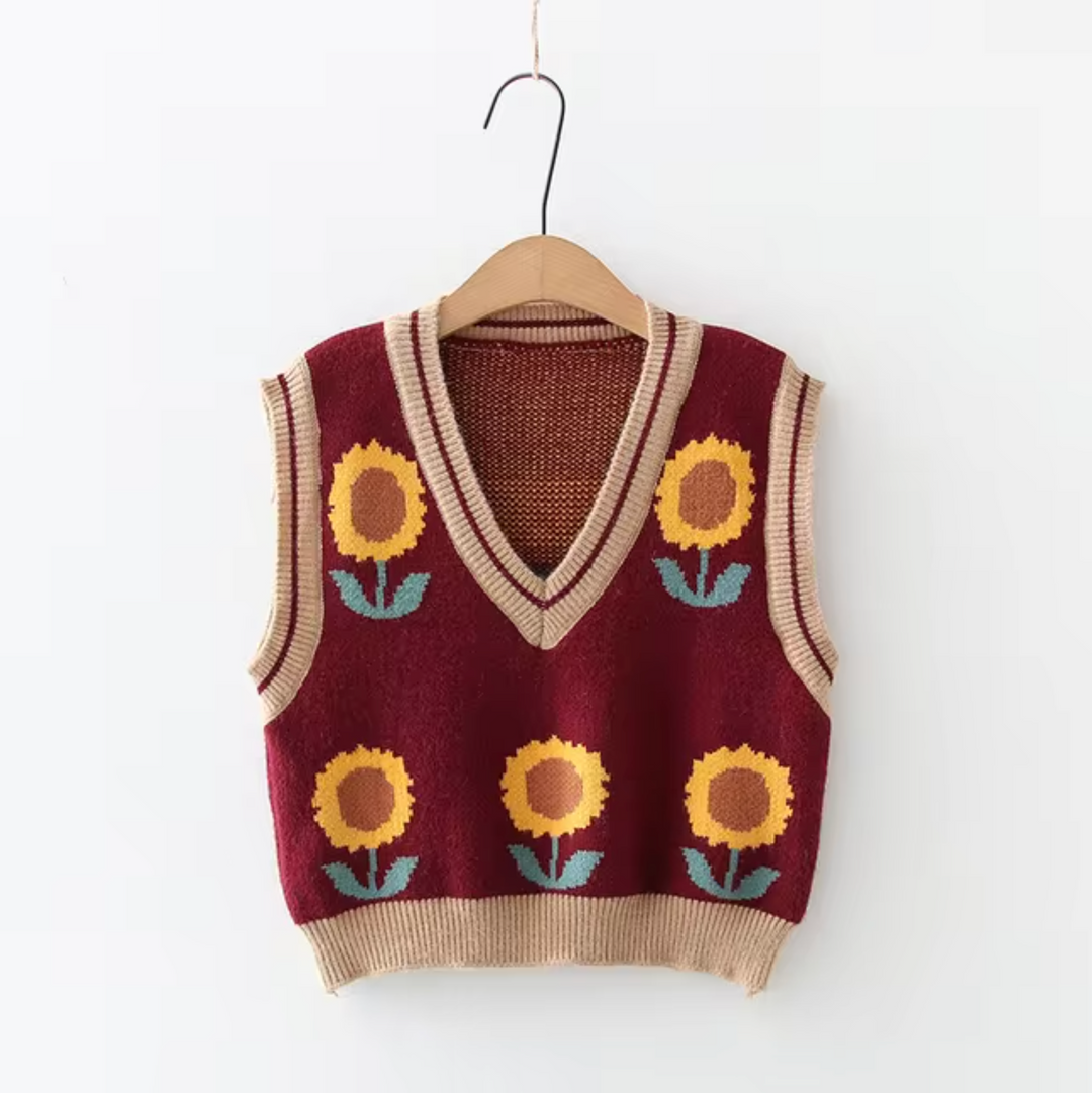 Heidi-Mode | Gestrickte Ärmellose Weste mit Rundhalsausschnitt