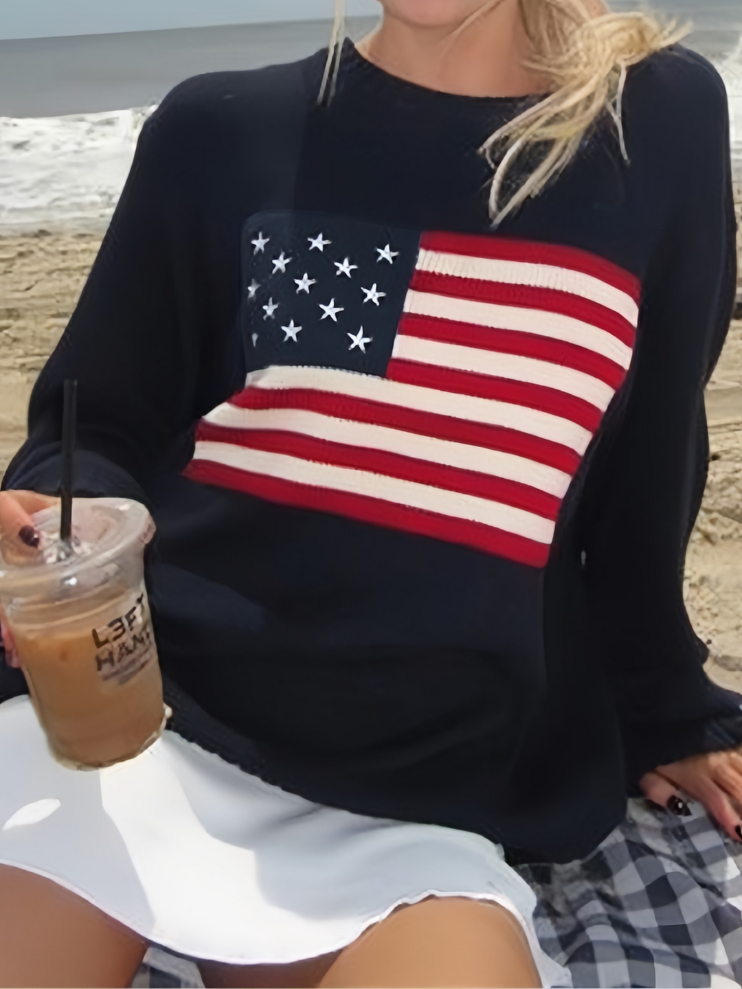 Heidi-Mode | Usa Flaggen Jacquard Pullover Pullover