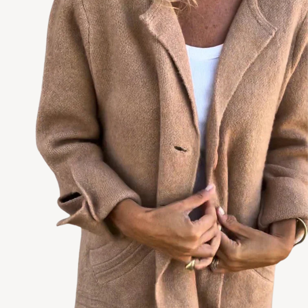 Heidi-Mode | Frauen Wollmischung Langjacke mit Knopfverschluss